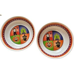 Vintage Halloween Candy Bowls Melamine Mario Lot of 2 Dracula Frankenstein 10"